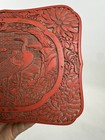 Antique Japanese Meiji Tsuishu Red Cinnabar Lacquer Box Crane Egret Nikko Japan