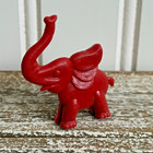 Vintage Red Plastic Elephant Figure Drink Glass Hanger Marker Charm Toy