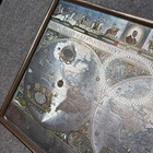Vtg Framed Gold Foil Blaeu Wall Map Old New World 21x17 Nova Totivs Orbis Tabvia