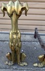 Pair Art Deco Stylized Brass Greyhound Andirons