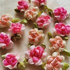 100pcs lot 3d Multicolor Mini Ribbon Bows Roses Flower Applique Satin Rosette   