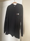 Rasco Flame Resistant Long Sleeve Black Henley Shirt Size Large