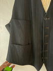 Men s Antique 1890 s-1900s Black Pinstripe Waistcoat Vest S  mint 