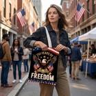 Patriotic America Canvas Tote Bag  250th Anniversary Print Shoulder Bag