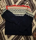 Vintage 70s Norse Knit 100  Wool Sweater Fair Isle Hand Knit In Norway Adult M l