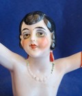 Antique German Porcelain Half Doll 11035 Art Deco Flapper Arms Away Pin Cushion