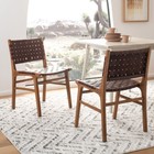 Safavieh Taika Woven Leather Dining Chair Set Of 2   Cognac   Natural  
