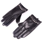 Women   s Ladies Real Leather Goat Skin Thin Punk Rivet Touch Screen Short Gloves