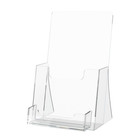 Tri-fold Brochure Holder With Business Card Pocket Counter Display Stand