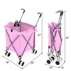 X-shaped Folding Shopping Cart W  Canvas Bag   Fitted Cover   Wheels Pink