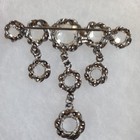 Vtg Antique Art Deco Czech Sterling Svr Crystal Paste Open Back Bezel Pin Brooch