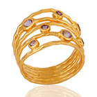 Hammered Multi-band Gold Ring  Dainty Wrapped Ring  Spiral Ring  Amethyst Ring