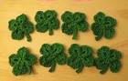 Crochet Green Shamrock Clover Leaf Small Applique Embellishment Cardmaking 8 Pcs