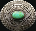 Turquoise Stone Sterling Silver Southwest Style Hallmark M Vintage Belt Buckle