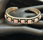 Reed Charley Navajo Handmade Sterling And Pink Conch Seven Shell Cuff Bracelet