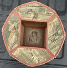 Antique 1850s Handmade Paper   Textile Sewing Basket Period Lithographs