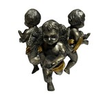 Polished Pewter Cherub Cupid Metal 3  Statue Stand