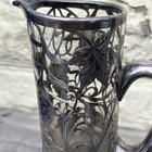 Antique Silver Overlay Claret Jug Pitcher Art Nouveau Grape Vine Silver 901