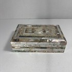 Vtg Bethlehem Israel Abalone Mother Of Pearl Carved Handcrafted Jewelry Box