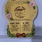 Vintage Niagara Falls Canada Owl Spoon Rest     1970s Ceramic Kitchen Prayer