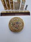 Vintage 1940s Cosmetic Makeup Lot Lipstick Compacts Lot Of 3 Brassgold Bakelite