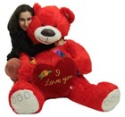 Giant Red Teddy Bear With I Love You Heart Pillow  Big Plush Soft Stuffed Animal