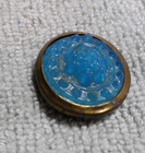 Vintage Antique Metal   Blue Glass Picture Button 3d Flower