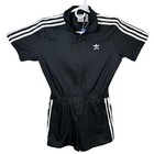 Adidas Originals Black Short Sleeve Track Romper Jumpsuit Girls Size Medium Nwt