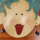 Kimberly Smith Studio Pottery Ceramic Face Mask Wall Art Blue Hair Earrings