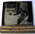 Man At Desk Victorian House Parlor 4x5  Antique Glass Plate Negative Photograph