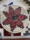Vintage Hopi Coiled Basket Plaque 5 75    Red Black Natural Yucca Native American