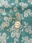 Full Size Vintage Partially Open Feed Sack Turquoise W white Flowers Quilting  