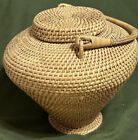 Handwoven Snake Charmer Storage Basket Handmade With Sea Grass Large Vintage