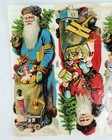 Santa Embossed Vintage Die Cut Blue   Red Coat 9  Scrap Pzb  Germany  32964