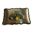 Vintage John Deere 4wd Tractor Enamel Belt Buckle Gold Tone Western Metal