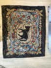 Primitive Hand Hooked Posy Pony Wool Strips On Linen Rug Antique Horse