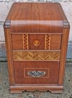 Antique Vintage Art Deco Waterfall Walnut Wood Nightstand Bedside Table Cabinet