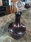 Vintage Cranberry Cut Glass Crystal Decanter With Stopper