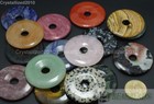Natural Gemstone Round Donut Ring Pendant 50mm Beads Necklace Earring Jewelry
