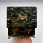 Vintage Trinket Jewelry Box Keepsake Storage Box Bronze Lizard Serpentine Stone