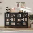 Black Glass Display Storage Cabinet 31   Adjustable Shelves Pantry For Dining Ro