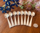 Set Of 8 - Cohr  Danish Sterling   olympia  Pattern Pm Or Small 4 1 2  Teaspoons