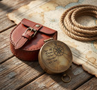 Antique Brass Nautical Compass With Vintage Calendar   Pocket Marine Compass