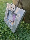 Vintage Picture Frame Wood Silver-tone With Cute Cat 3d Design 3 5x3 5 