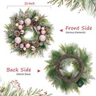 22 In Pre-lit Pink Christmas Wreath Flowers 30 Led Battery Operated Door Decor