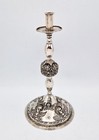 Ottoman Armenian Silver Filigree Knop Candlestick 19th Century Repousse Angels