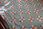 70 x 65  Linen Quilt Top Only Green Gingham Check