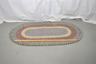 Antique Wool Braided Rug Hand Made Blue Gray 48x31 Oval Original 