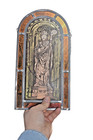 Antique Stained Glass Window Glass Panel Saint Dionysius Religious
