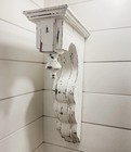 Pair Of White Distressed Wood Corbels With Finial     17-3 8  Tall Rustic Architec